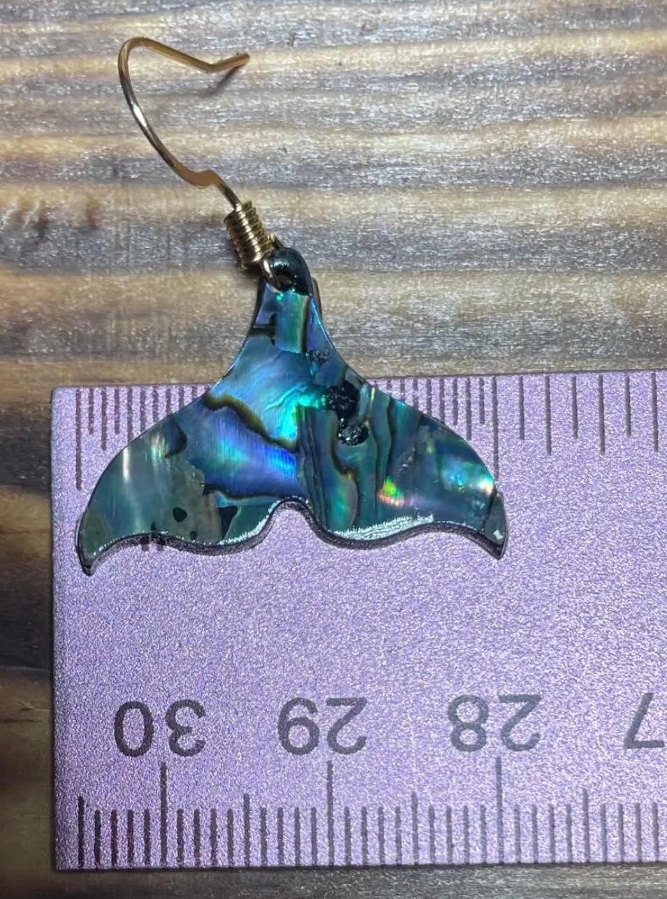 NEW Sweetest Abalone Shell Acrylic Mermaid Tail Earrings - Nickel Free Gold Hooks