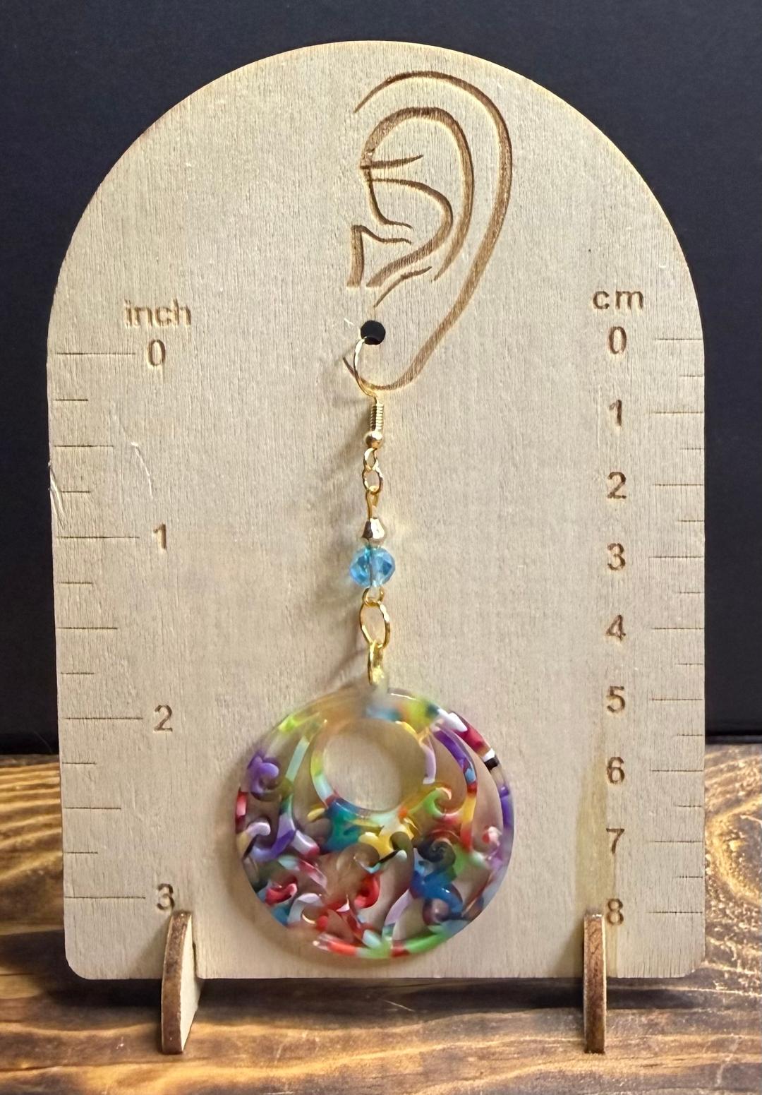 NEW Colorful Round Boho Hippie Swirl Accent Earrings w/ Glass Beads