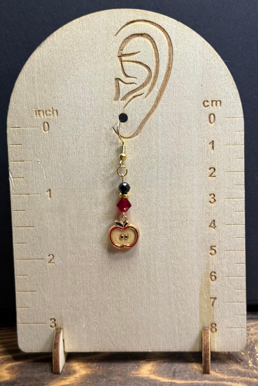 NEW Apple Slice Charm Earrings w/ Glass Beads