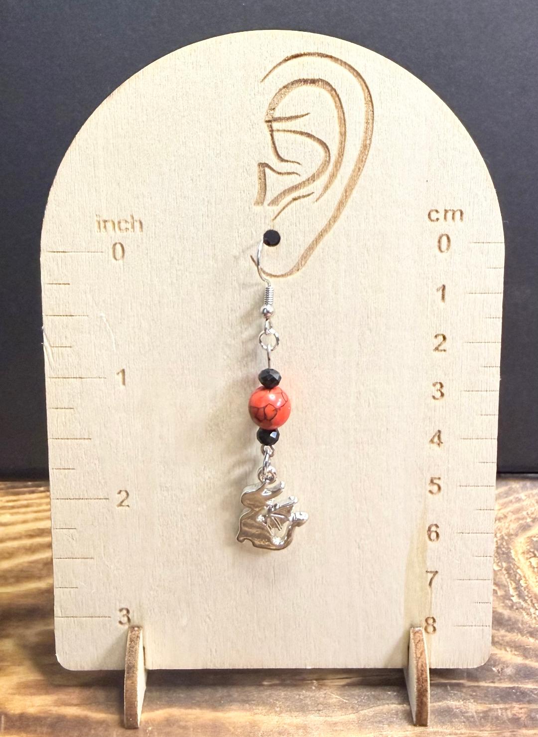 NEW Baby Dragon Earrings w/ Red Howlite Beads