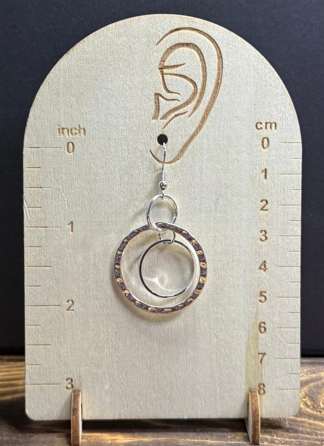 NEW Triple Ring Silver Hoop Earrings