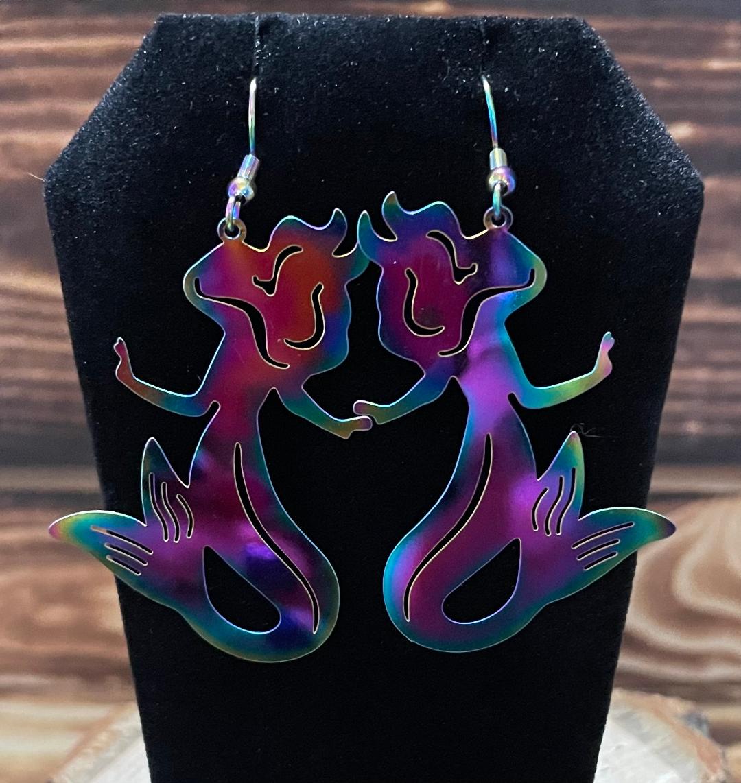 NEW Large Mermaid Iridescent Laser Cut Drop Earrings