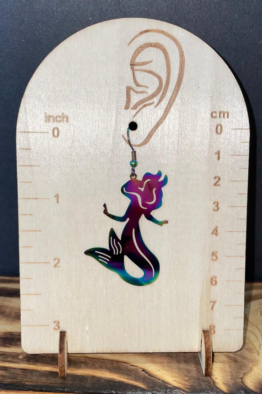 NEW Large Mermaid Iridescent Laser Cut Drop Earrings
