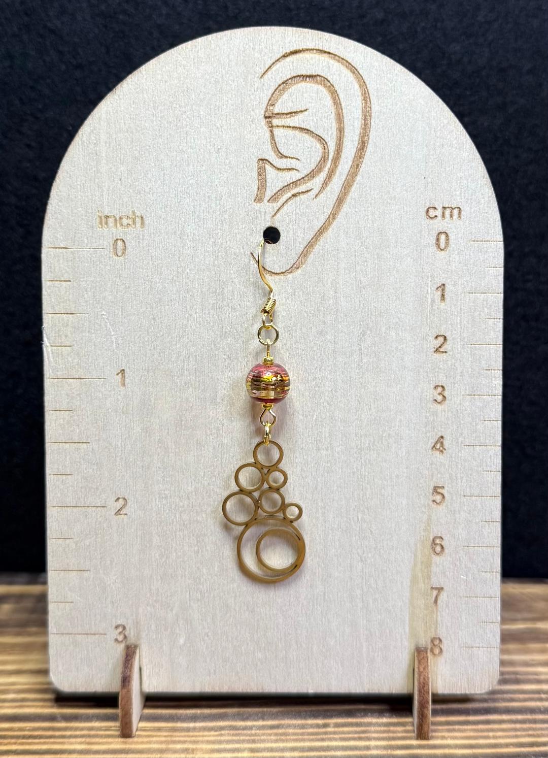 NEW Geometric Round Bubble Style Earrings w/ Glass Metallic Striped Beads