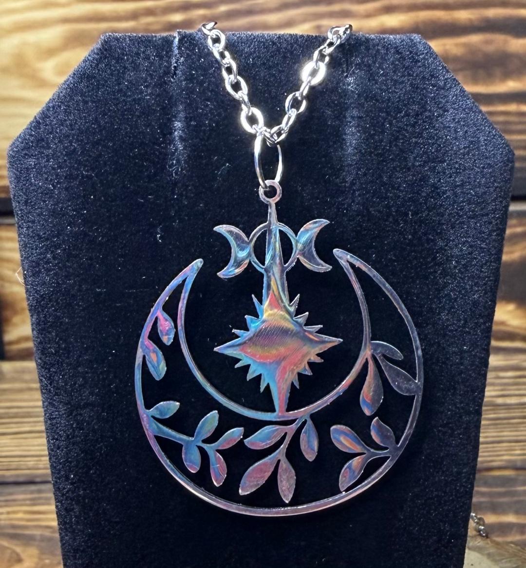 NEW Celestial Crescent Moon & Star Charm 18" Necklace