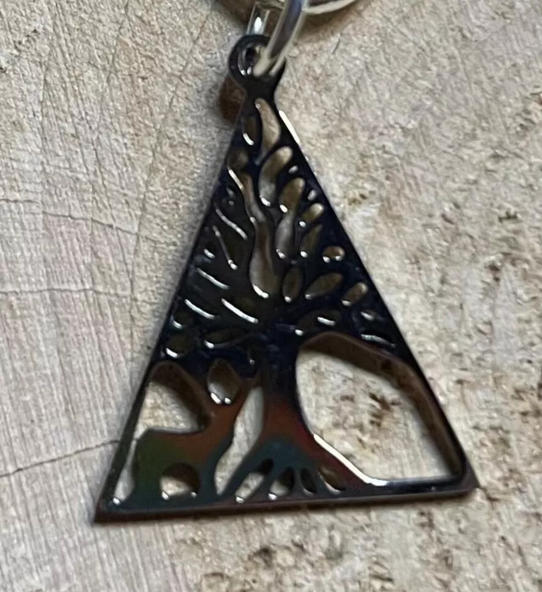 NEW Stainless Steel Triangular Nature Deer Forest Drop Earrings w/ Circle Ring