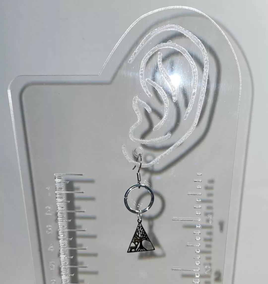 NEW Stainless Steel Triangular Nature Deer Forest Drop Earrings w/ Circle Ring