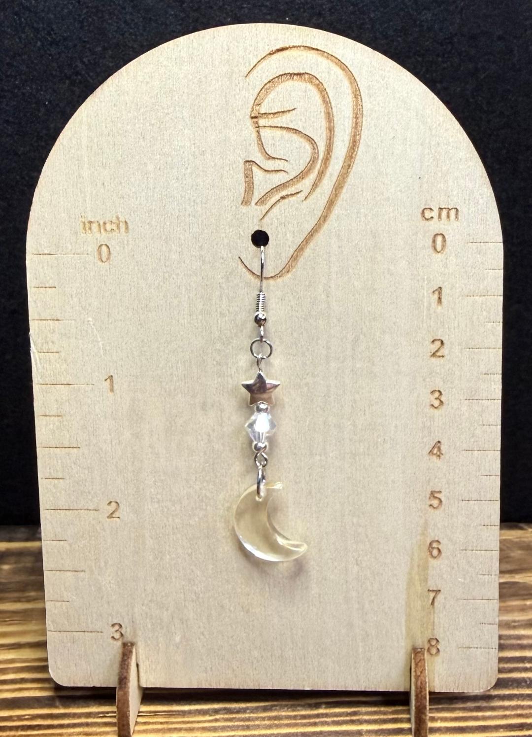 NEW Crescent Moon Earrings w/ Stars & Glass Beads