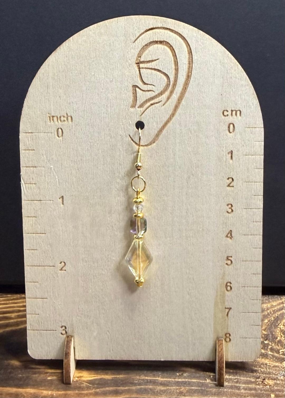 NEW Iridescent Diamond & Square Shaped Beaded Earrings