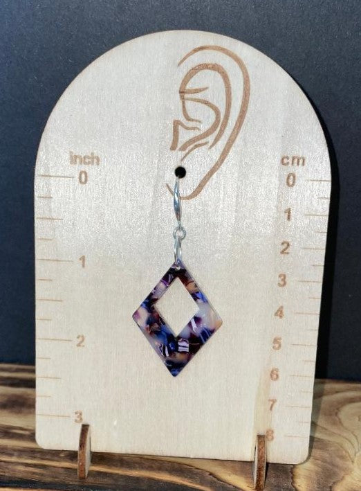 NEW Diamond Shape Geometric Acrylic Blue Earrings