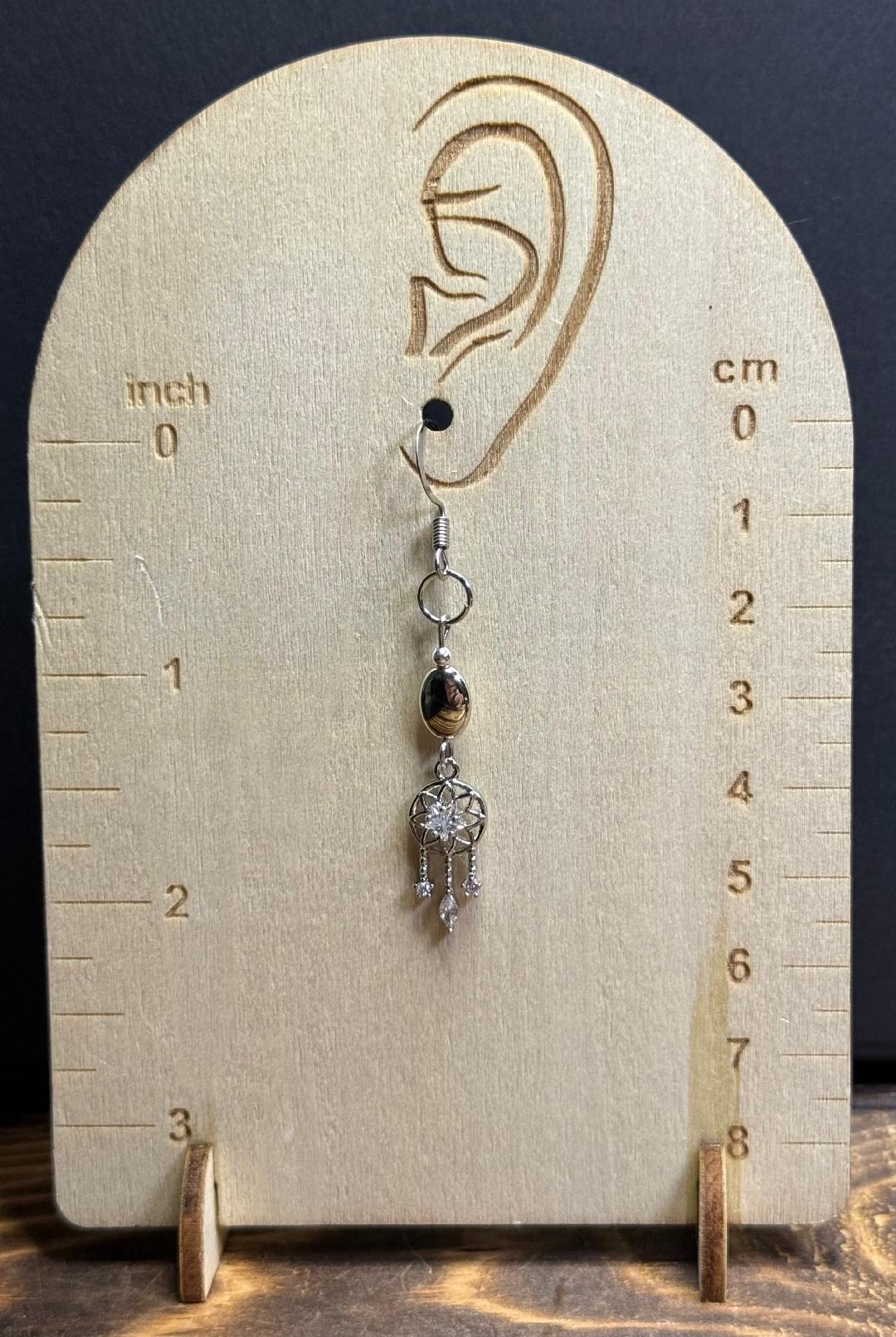 NEW Silver Alloy Dreamcatcher with Sparkling Rhinestones Earrings