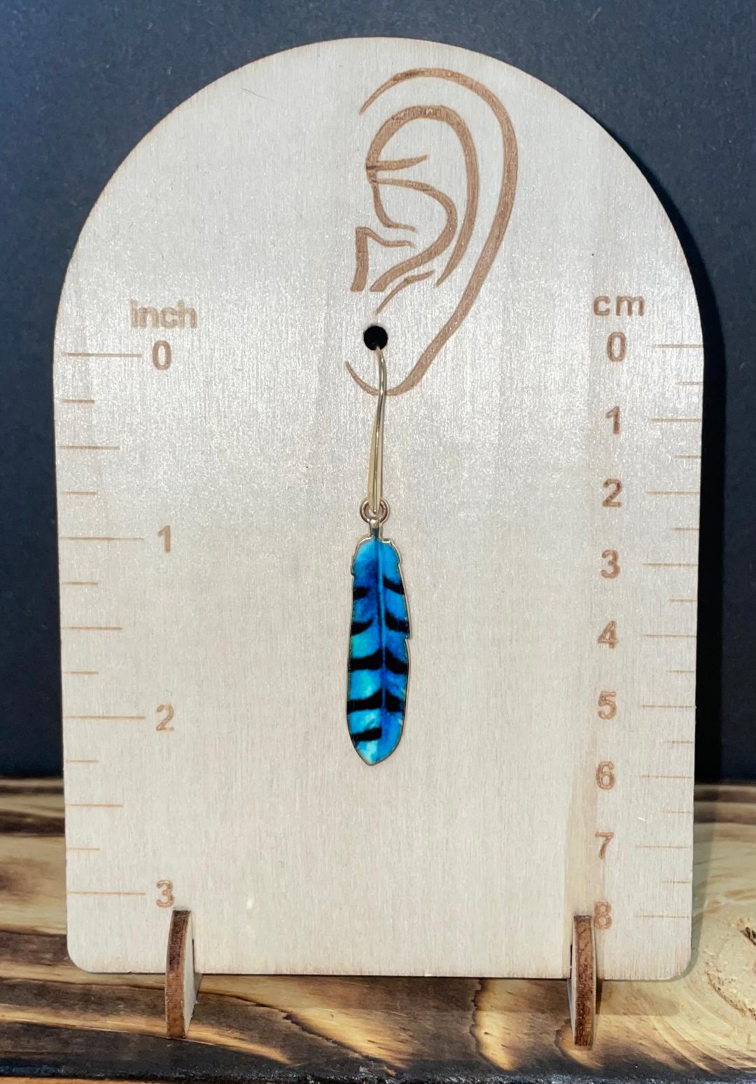 NEW Boho Chic Enamel Alloy Blue / Black Hippie Feather Earrings