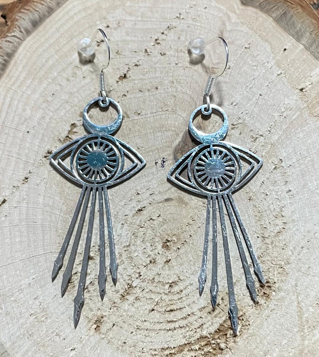 NEW Evil Eye Shooting Star Stainless Steel Earrings