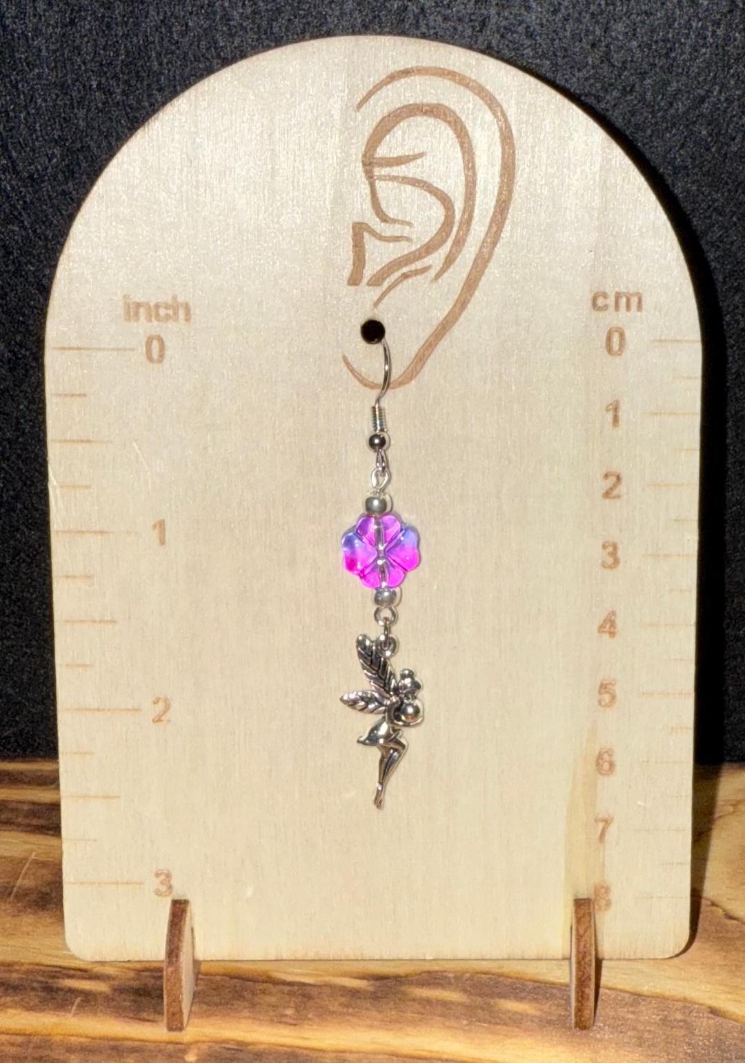 NEW Dainty Fairy Charm & Glass Flower Earrings