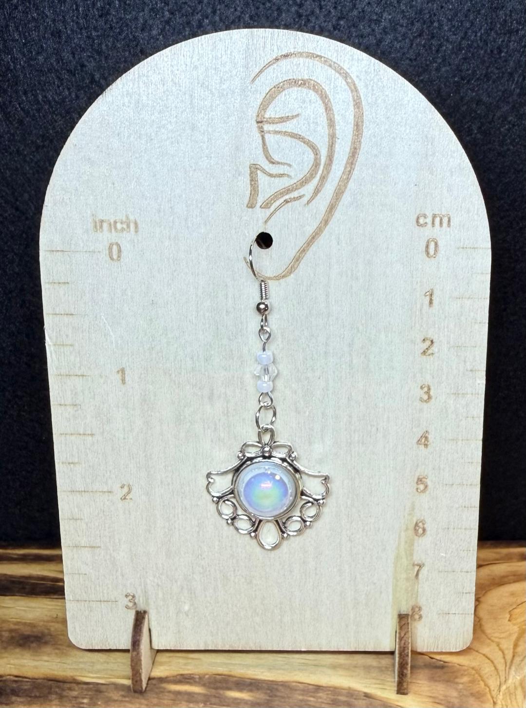 NEW Faux Opal Style Beaded Earrings in Filigree Setting