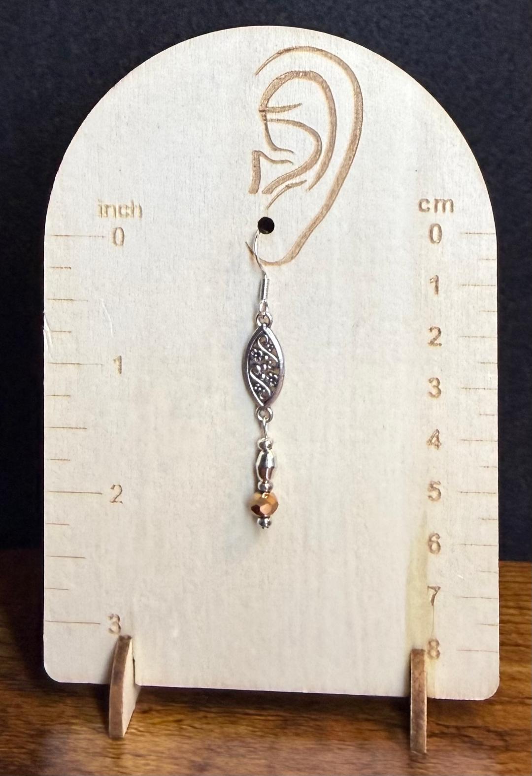 NEW Filigree Charm Earrings w/ Brown Faceted Beads