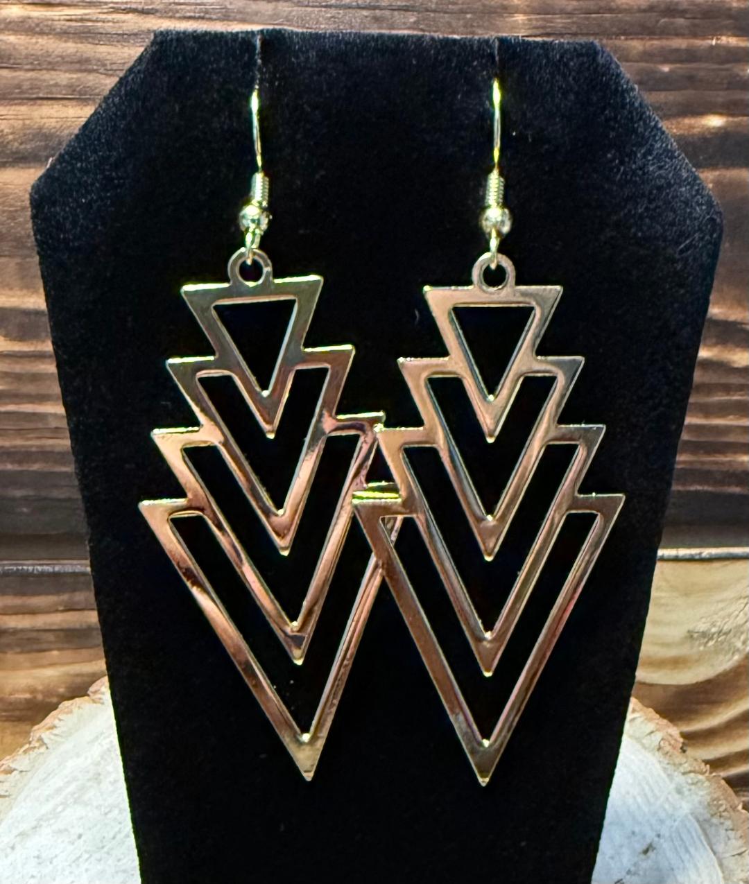 NEW Geometric Art Deco Triangle Earrings