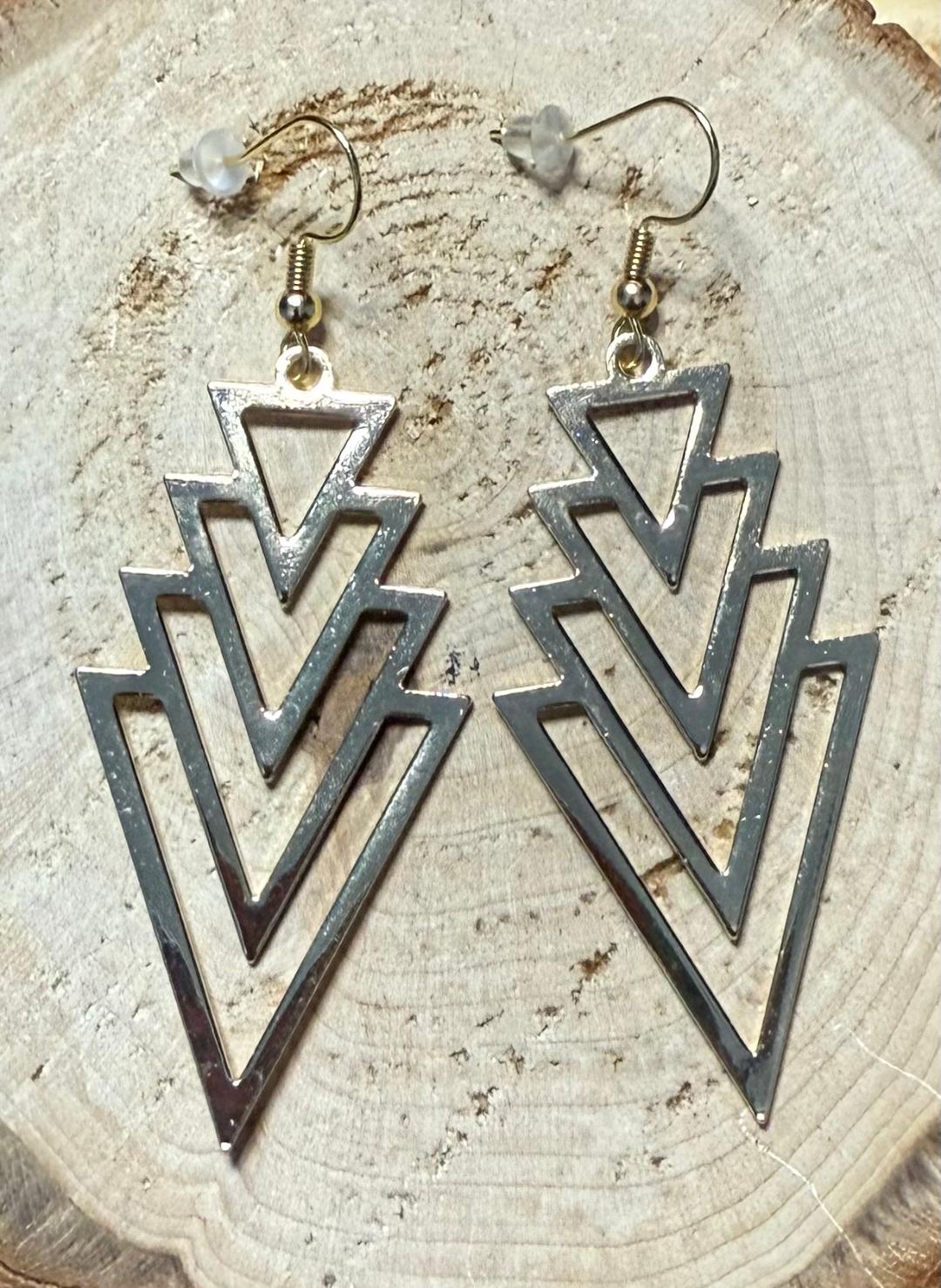 NEW Geometric Art Deco Triangle Earrings