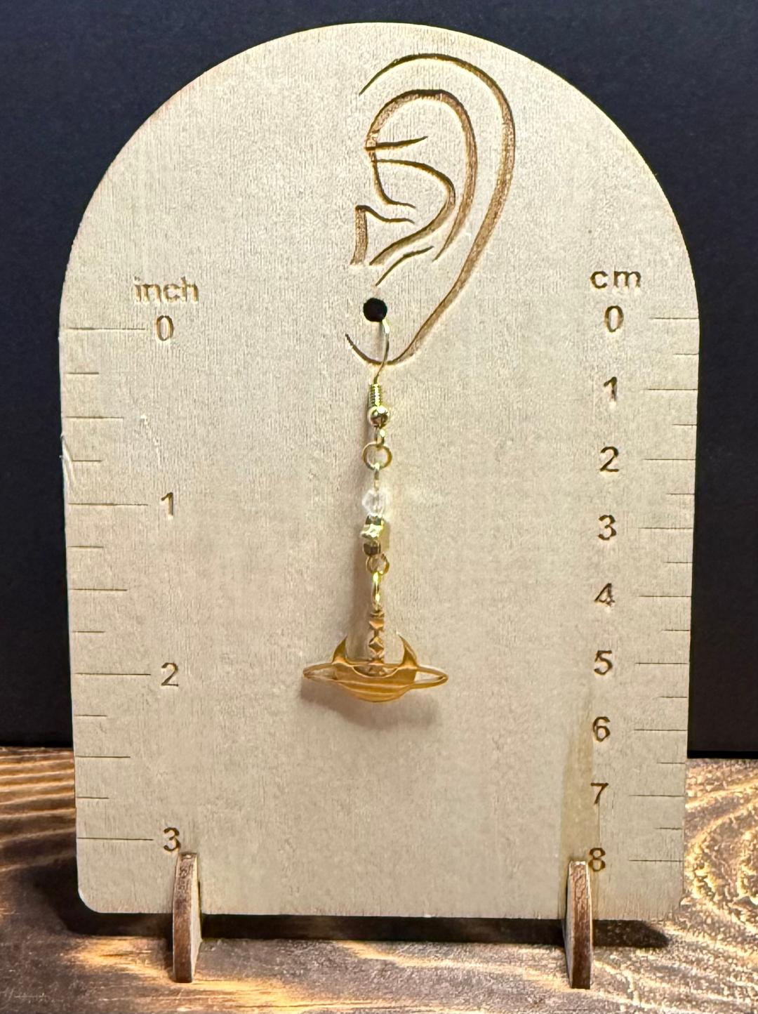 NEW Gold Stainless Steel Celestial Moon & Stars Earrings w/ Glass & Star Beads