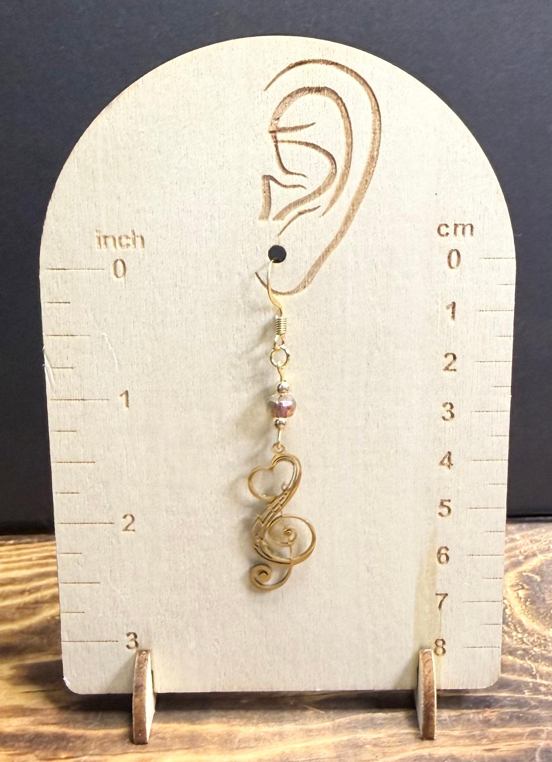 NEW Musical Note Earrings in Stainless Steel w/ Faceted Beads