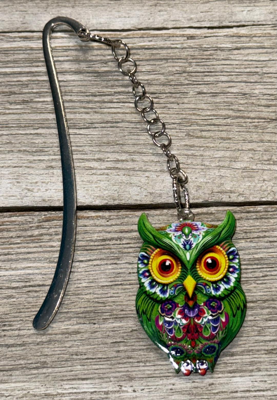 NEW Vibrant Green Owl Acrylic Bookmark