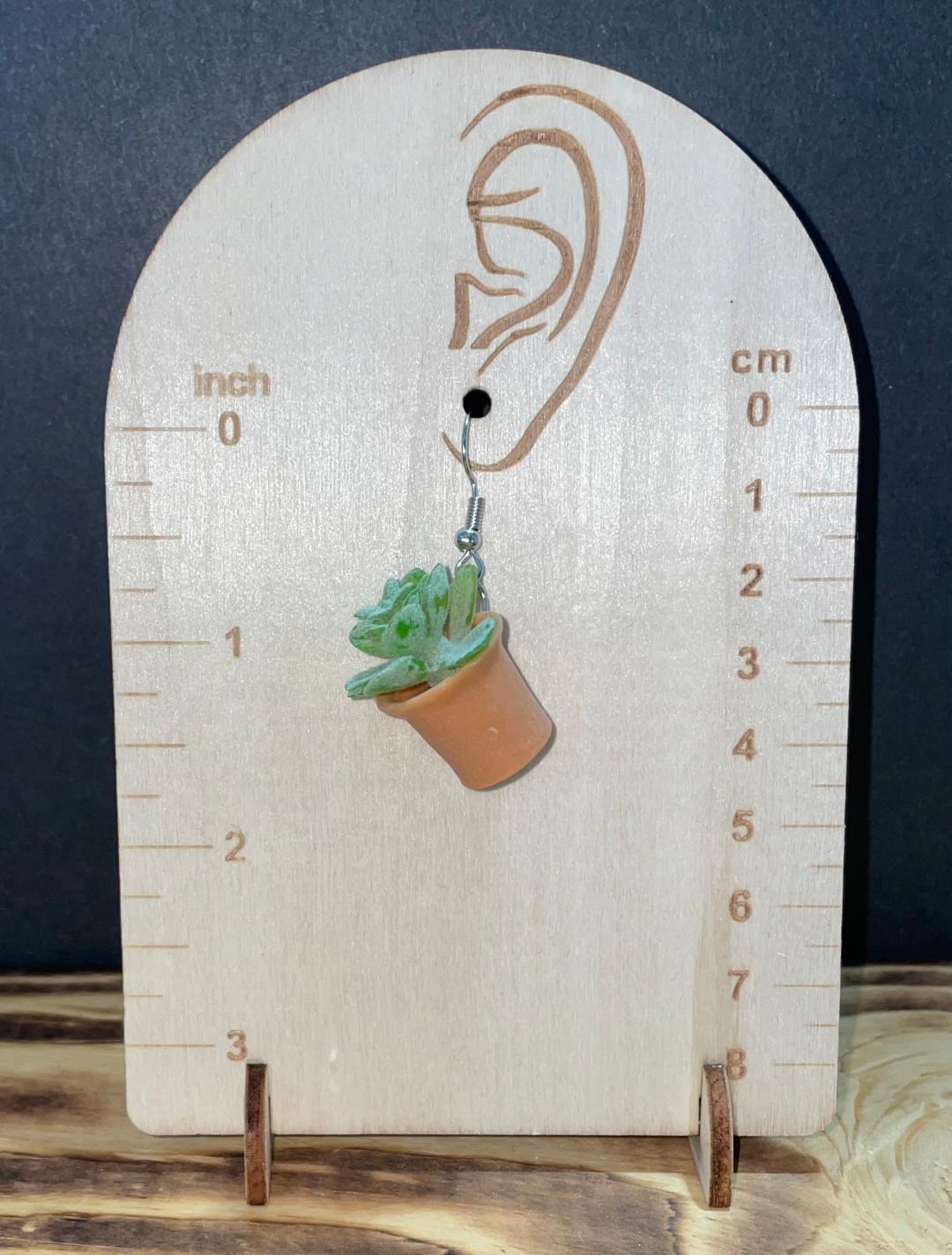 NEW Potted Plant Green Succulent Drop Earrings