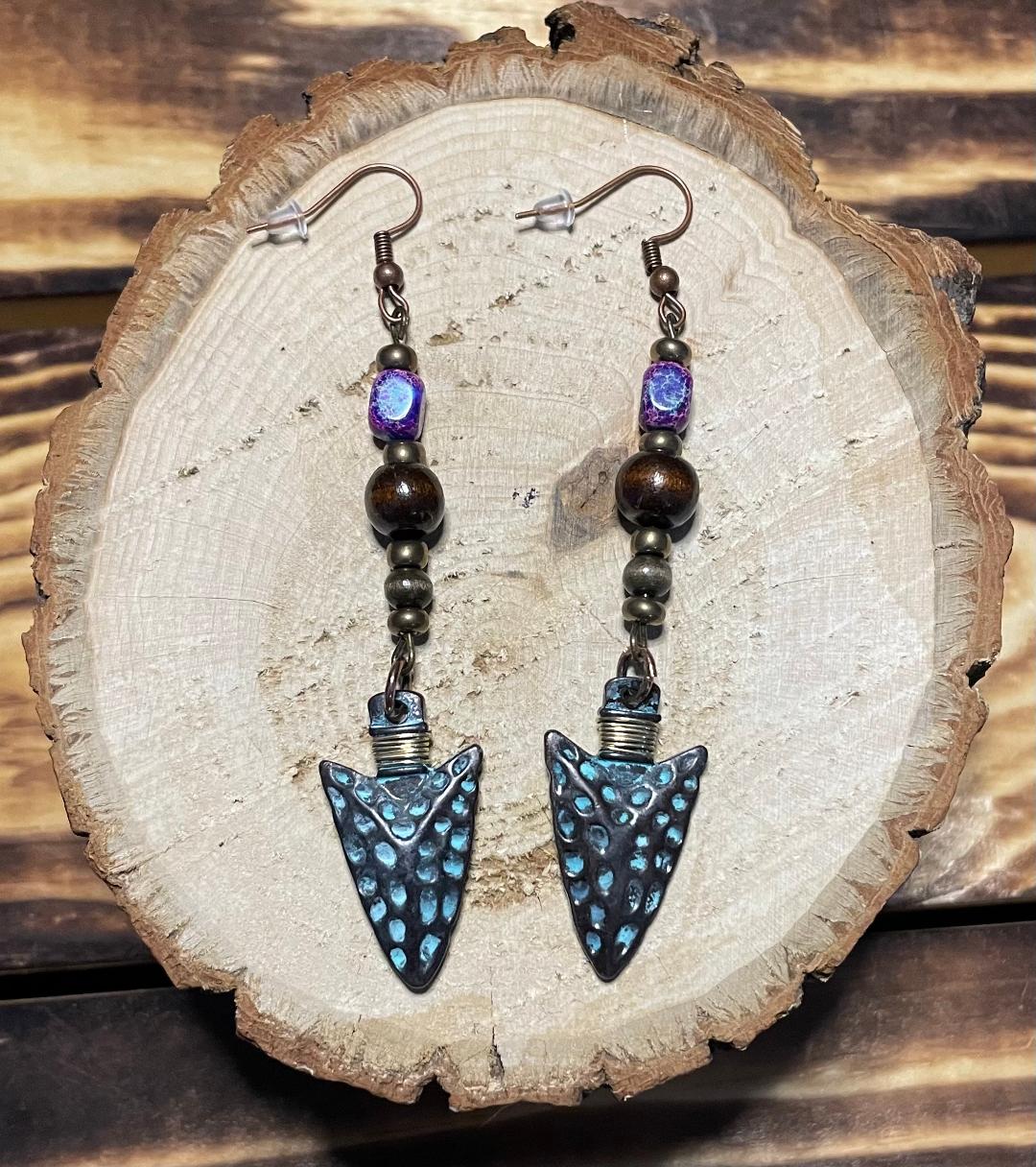 NEW Long Arrowhead Charm Earrings w/ Beading