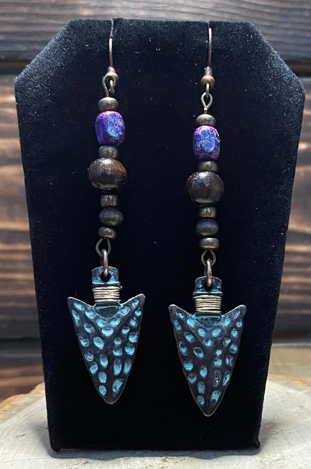 NEW Long Arrowhead Charm Earrings w/ Beading