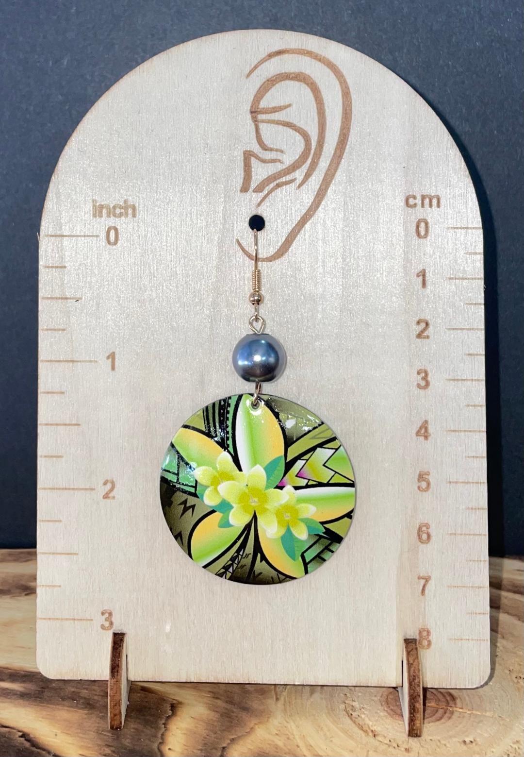 NEW Tropical Green Flower Acrylic Vacation / Beach Earrings