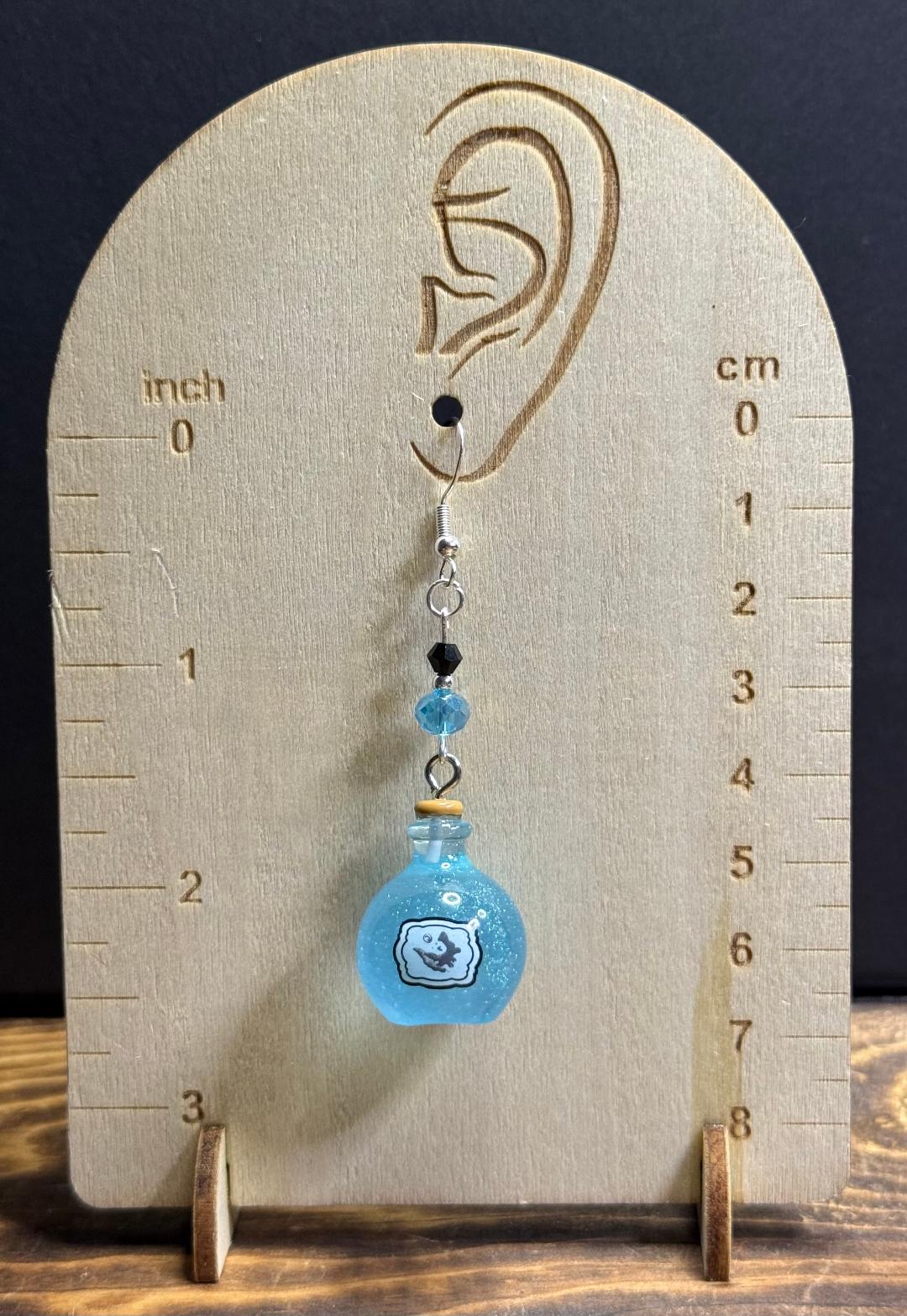 NEW Halloween Blue Potion Resin Earrings w/ Glass Beads