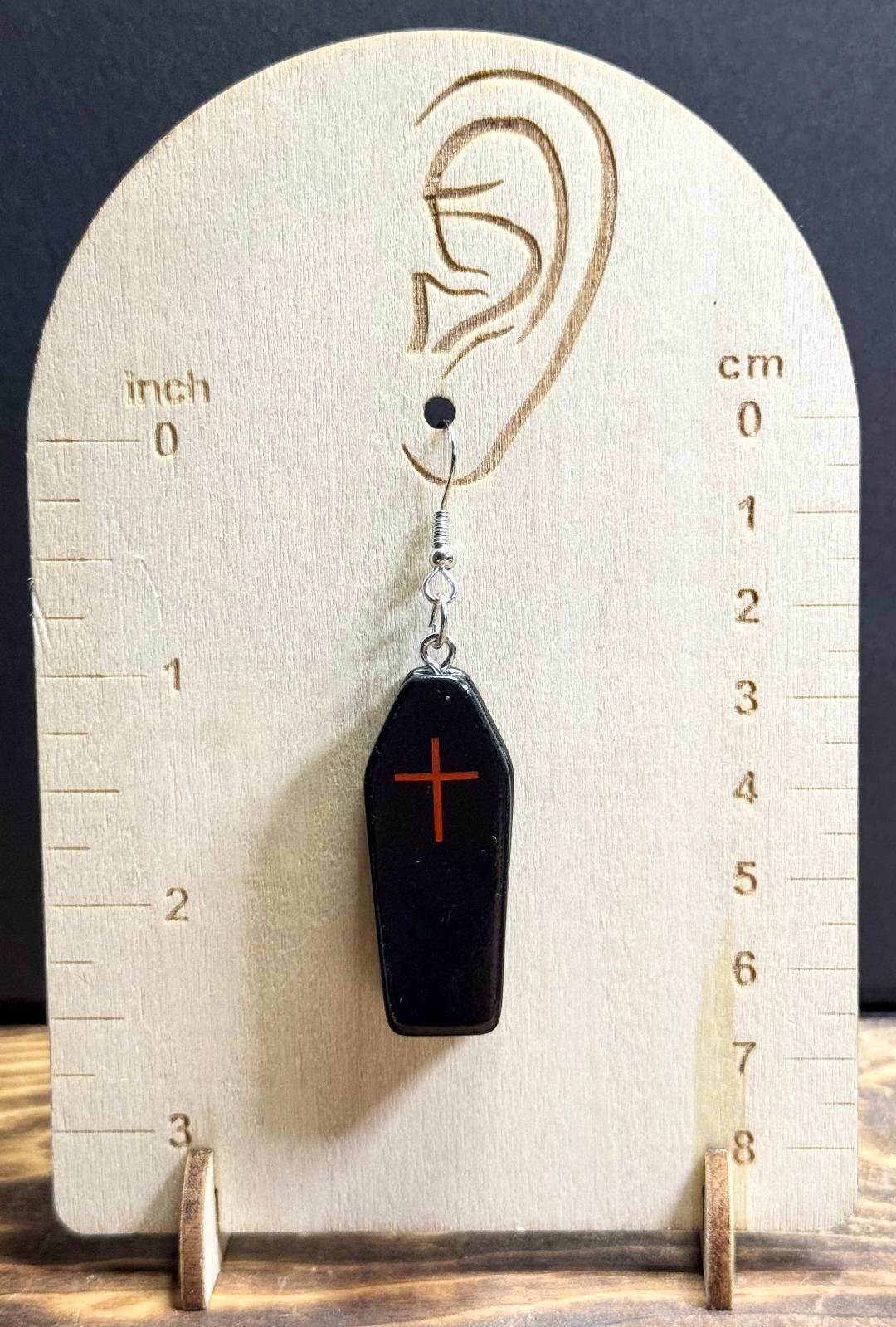 NEW Halloween Black Coffin Earrings