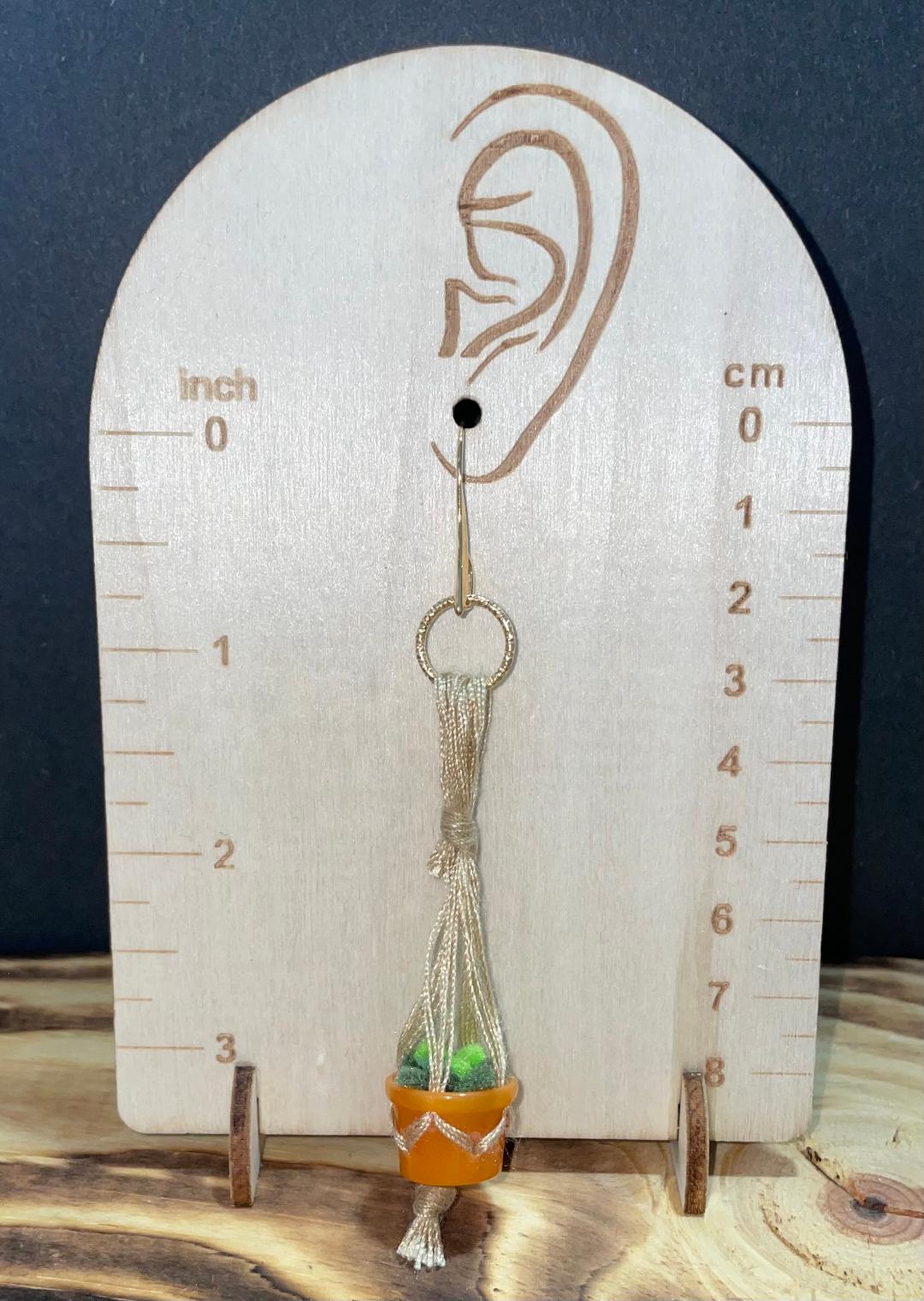 NEW Hanging Basket Succulent Plant Long Earrings