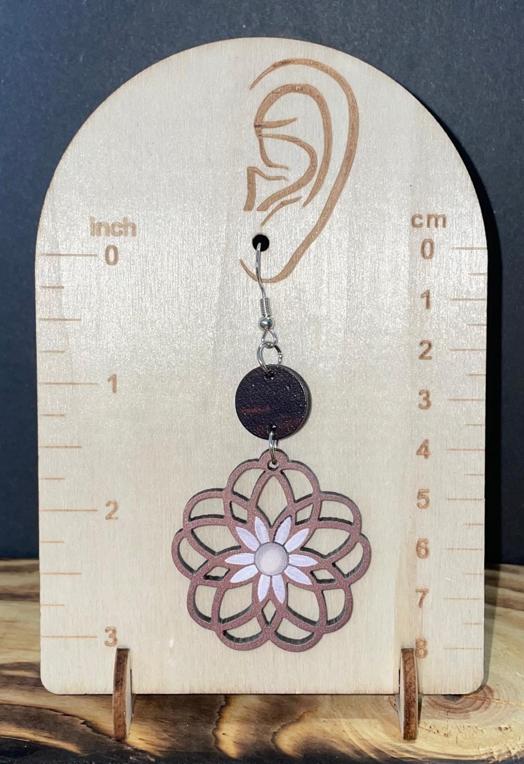 NEW Boho Hippie Chic Hollow Brown Wood Flower Earrings
