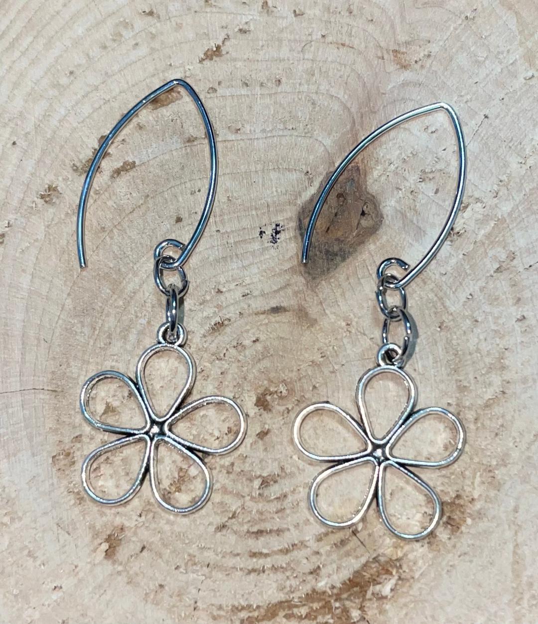 NEW Boho Hollow Flower Earrings w/ French Fancy Wire / Hook