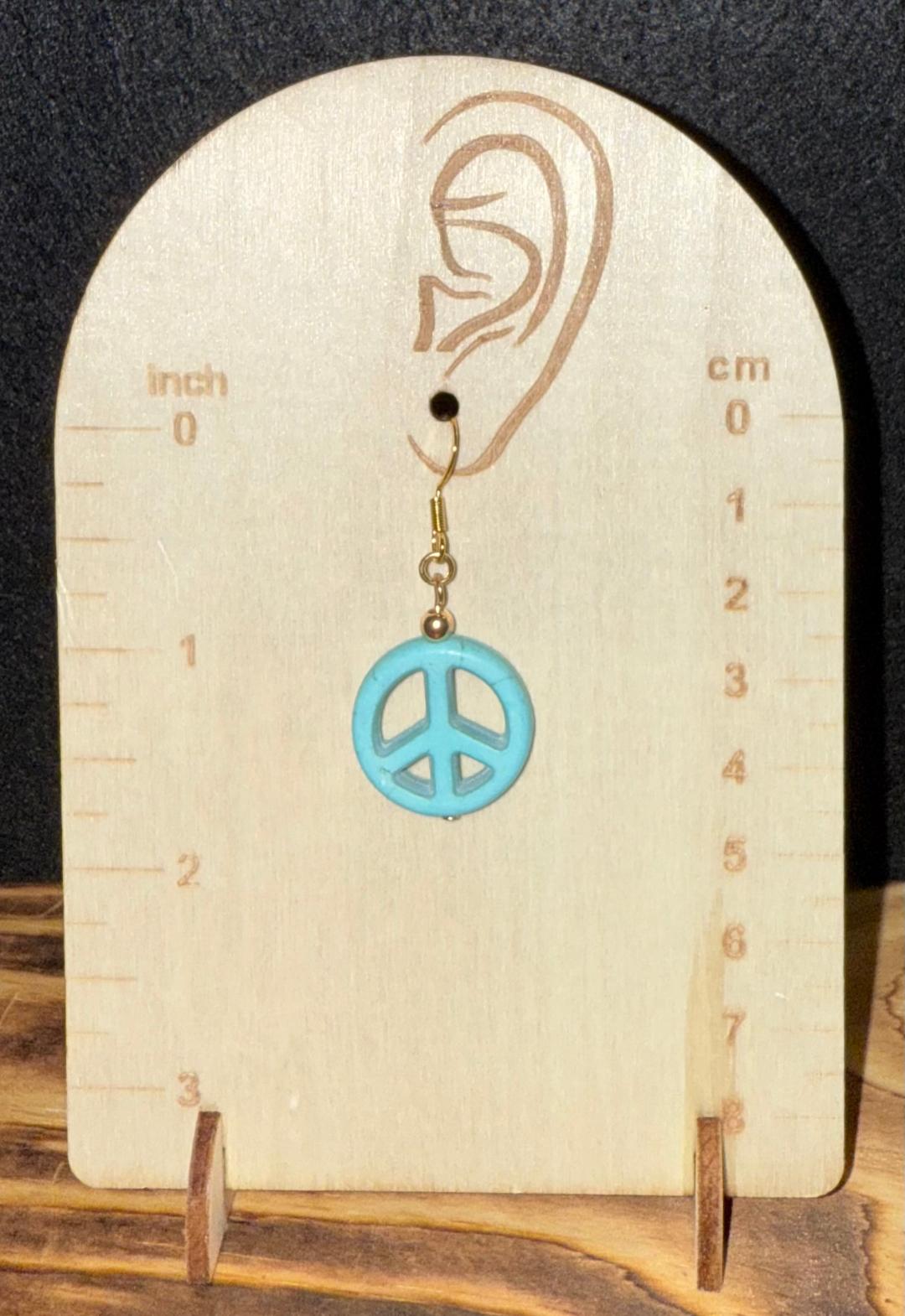 NEW Green Howlite Peace Sign Earrings