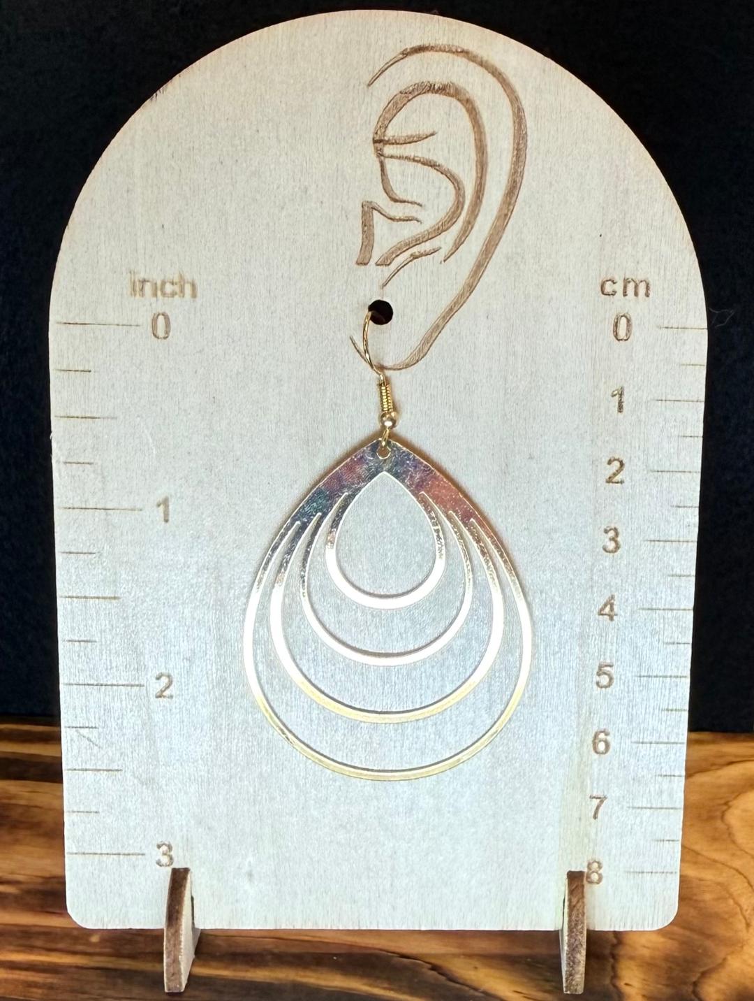 NEW Large Dramatic Stainless Steel Teardrop Hoop Style Gold Tone Earrings