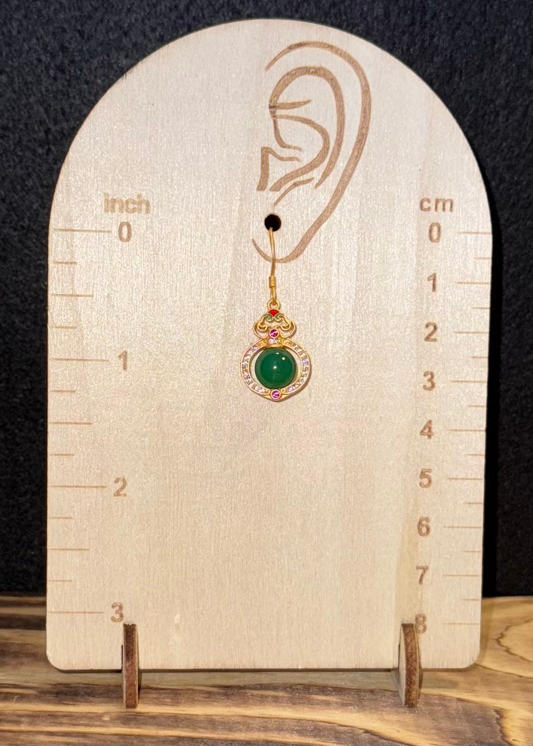 NEW Round Glass Bead Center & Surrounding Rhinestones Earrings