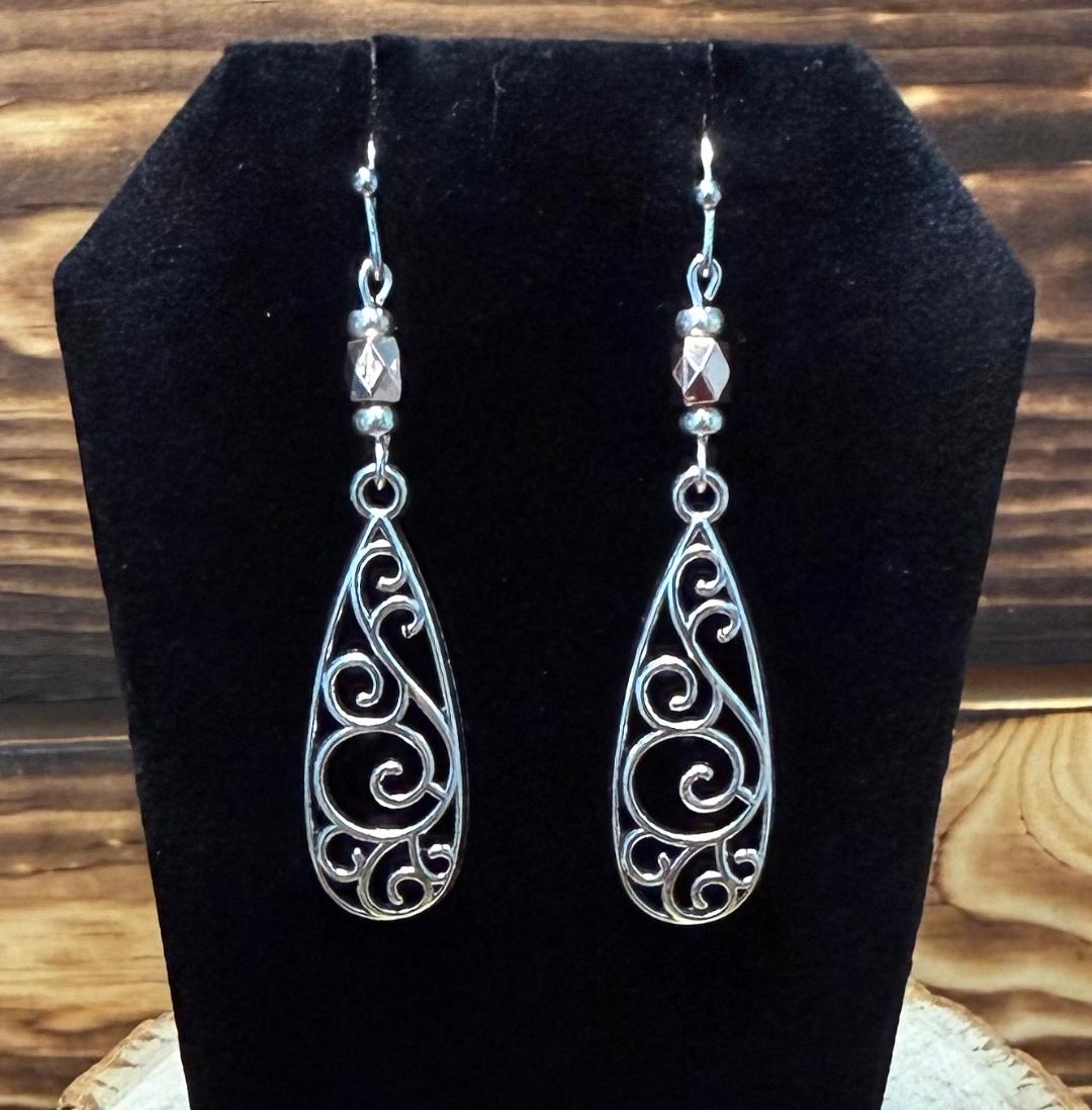 NEW Long Filigree Teardrop Boho Charm Earrings