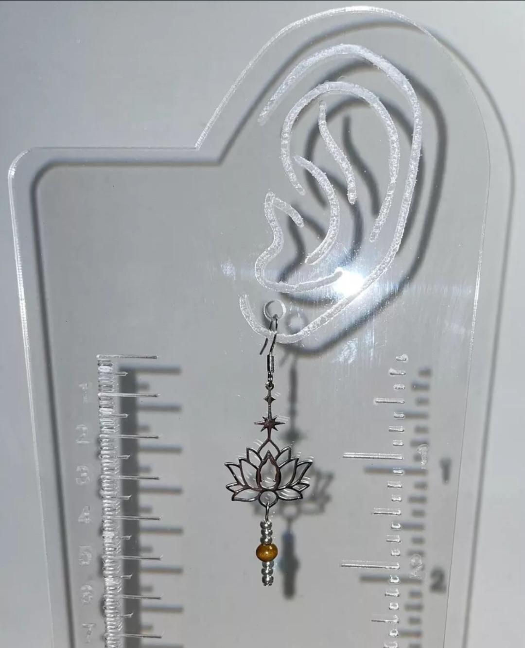 NEW Gorgeous Stainless Steel Lotus Yoga Beaded Dangle Drop Earrings