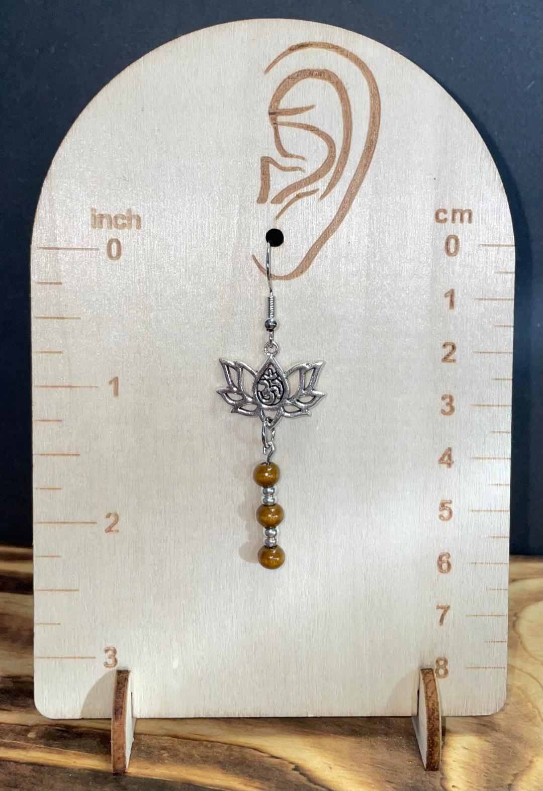 NEW Gorgeous Lotus Yoga Charm Beaded Dangle Drop Earrings