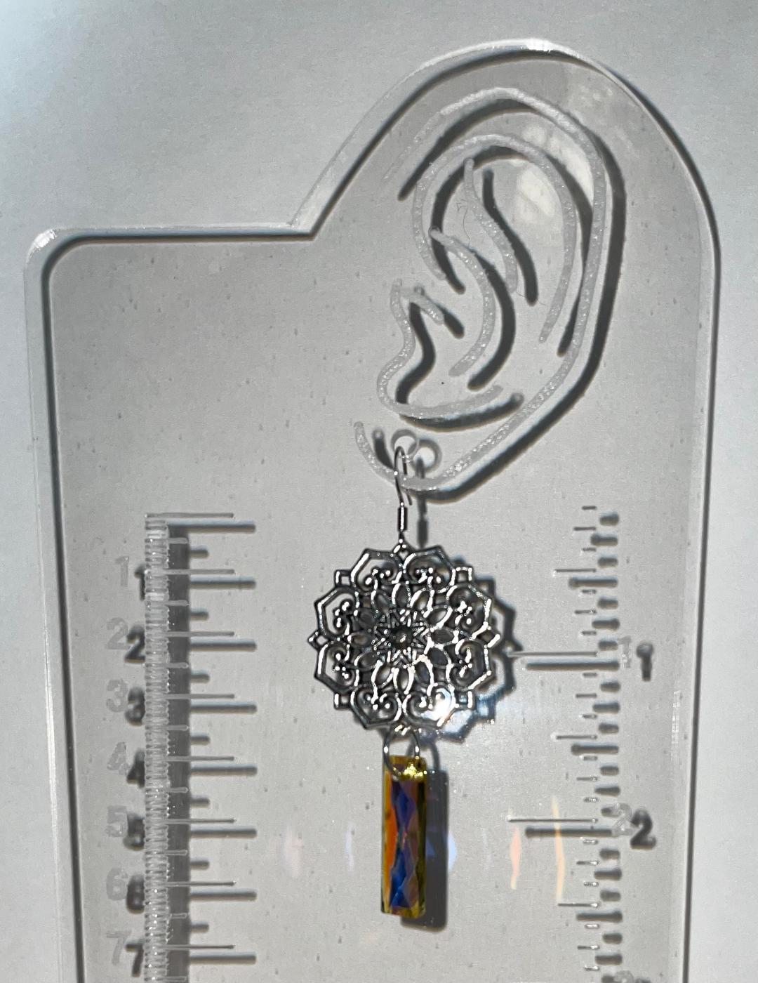 NEW Handmade Boho Hippie Silver Mandala & Yellow Faux Gemstone Earrings