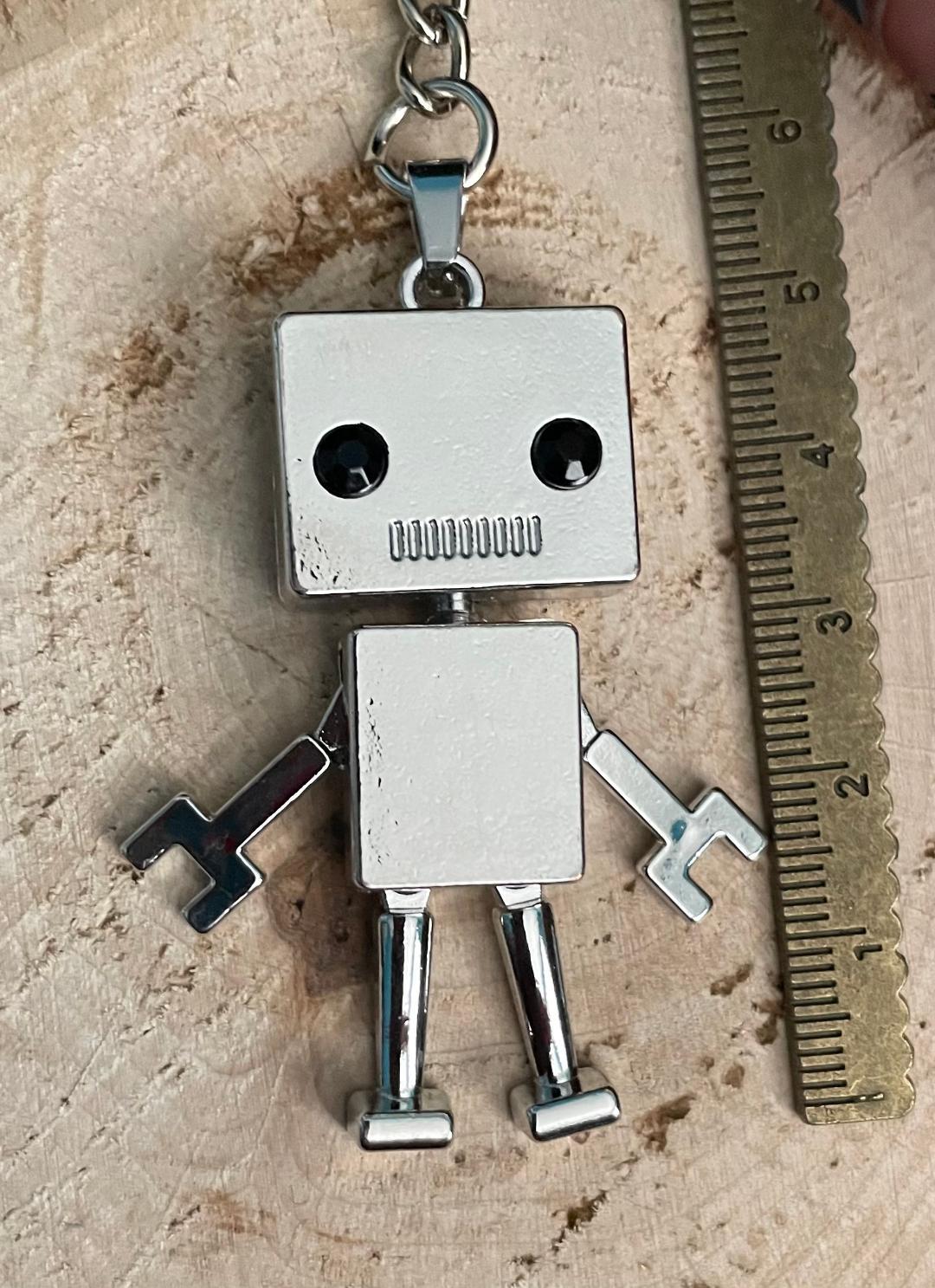 NEW Cutest Lively Moveable Arms & Legs Silver Metal Robot Man Keychain