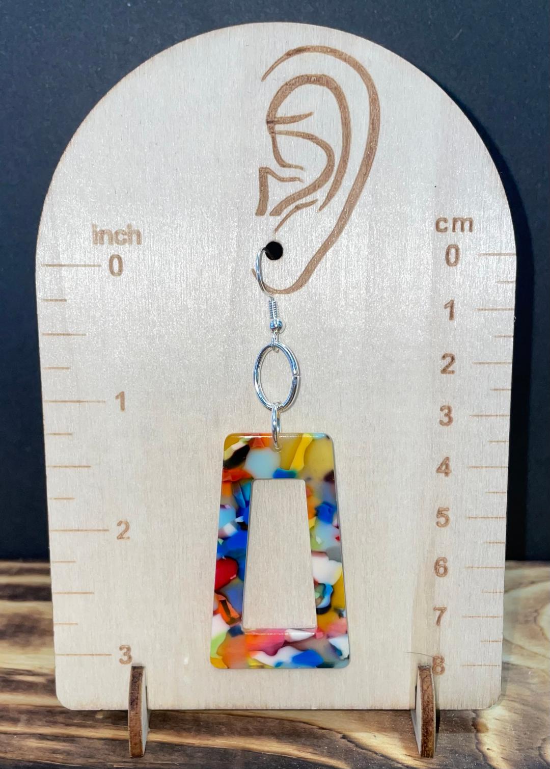 NEW Mod Confetti Multicolor Rectangle Acrylic Drop Earrings