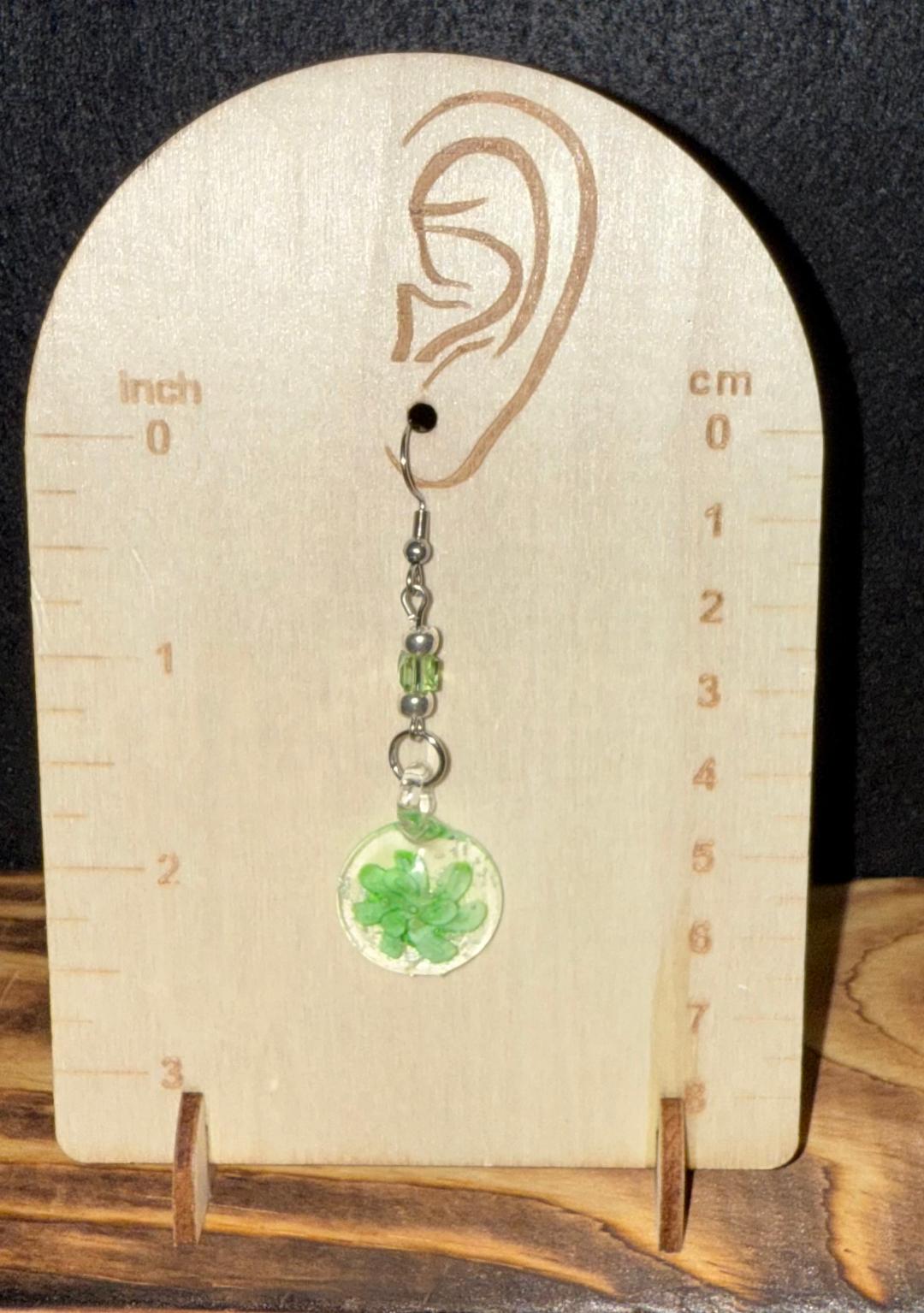 NEW Green Flower Murano Inspired Glass Water Drop Earrings