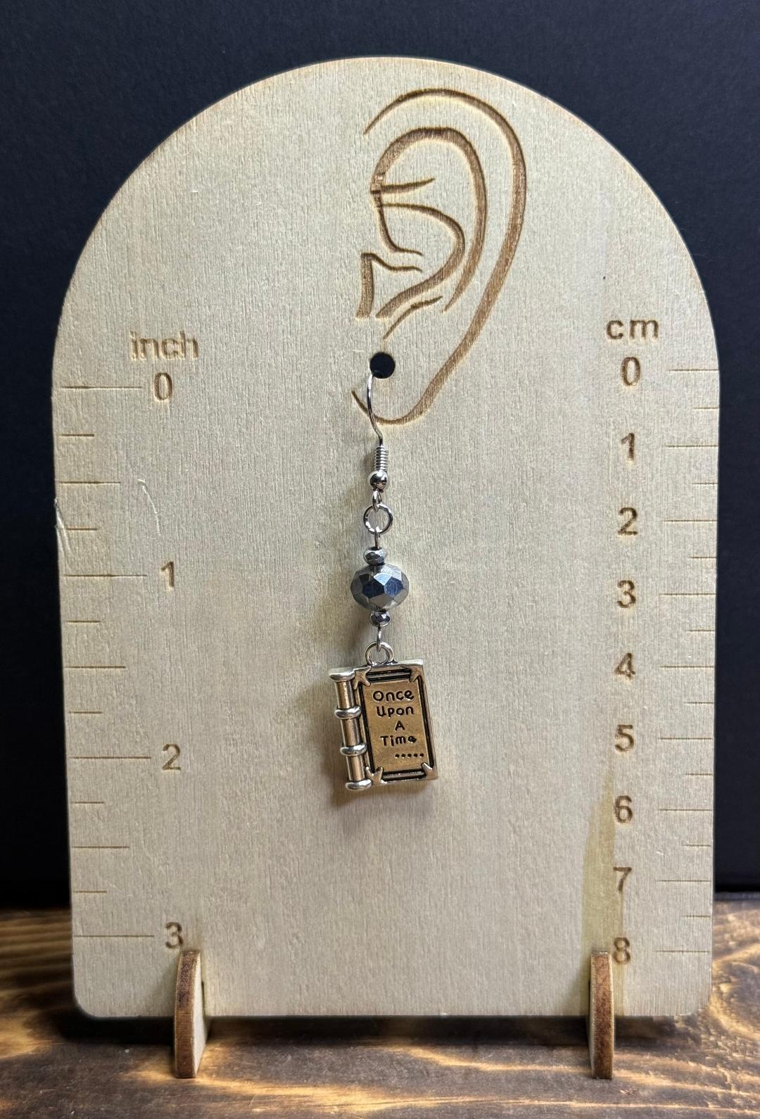 NEW Once Upon a Time Little Book Earrings w/ Glass Beads