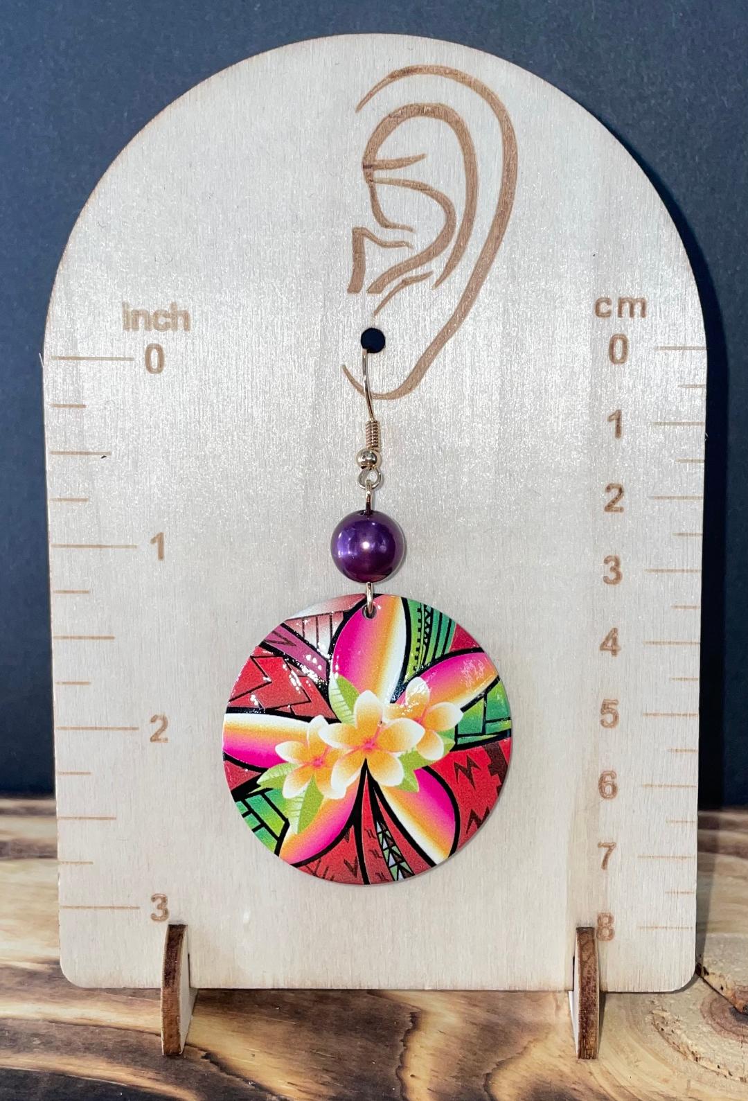 NEW Tropical Orange Multicolor Flower Acrylic Vacation / Beach Earrings