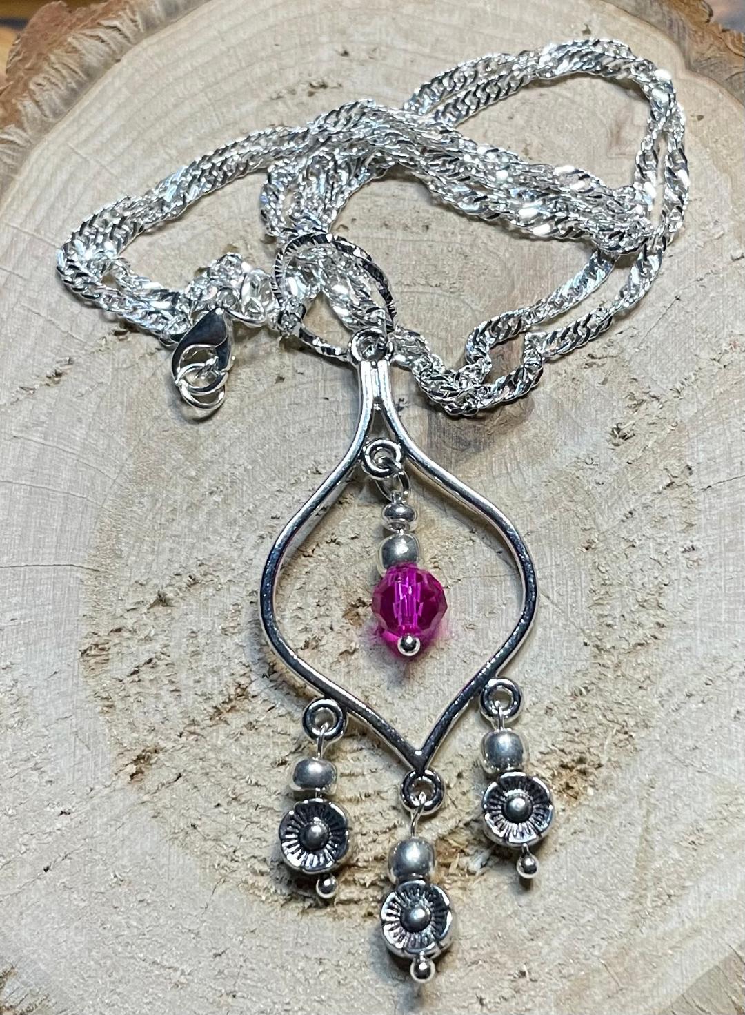 NEW Turkish Chandelier 18" Necklace w/ Pink Bead