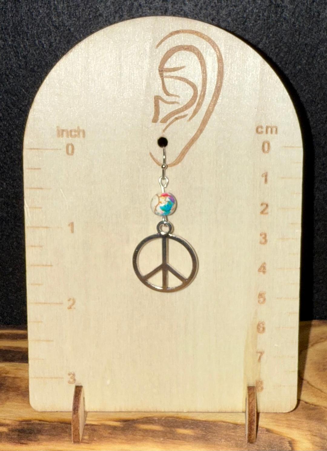 NEW Groovy Peace Sign & Tie Dye Beaded Earrings