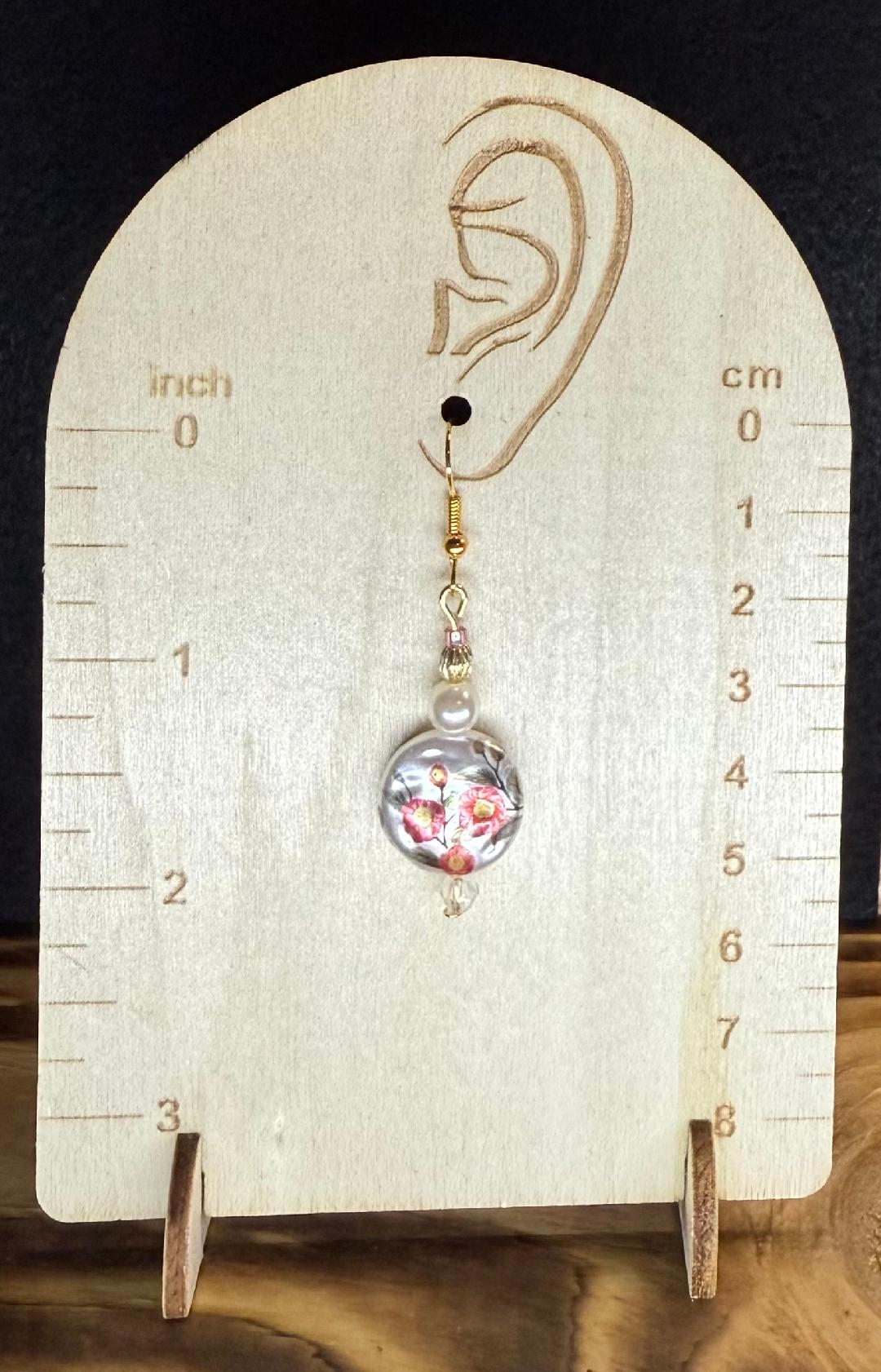 NEW Pearlescent Floral Earrings w/ Faux Pearl & Glass Beads