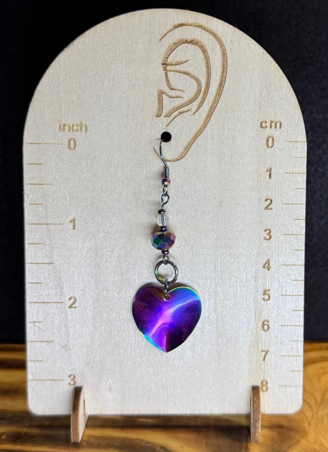 NEW Metal Rainbow Heart Earrings w/ Beads